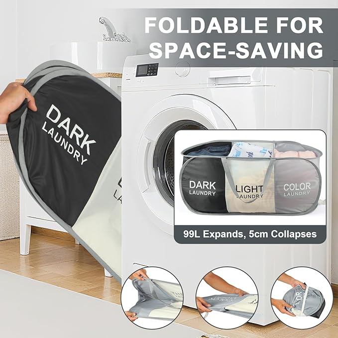 Seefoo 3-Section Foldable Hamper