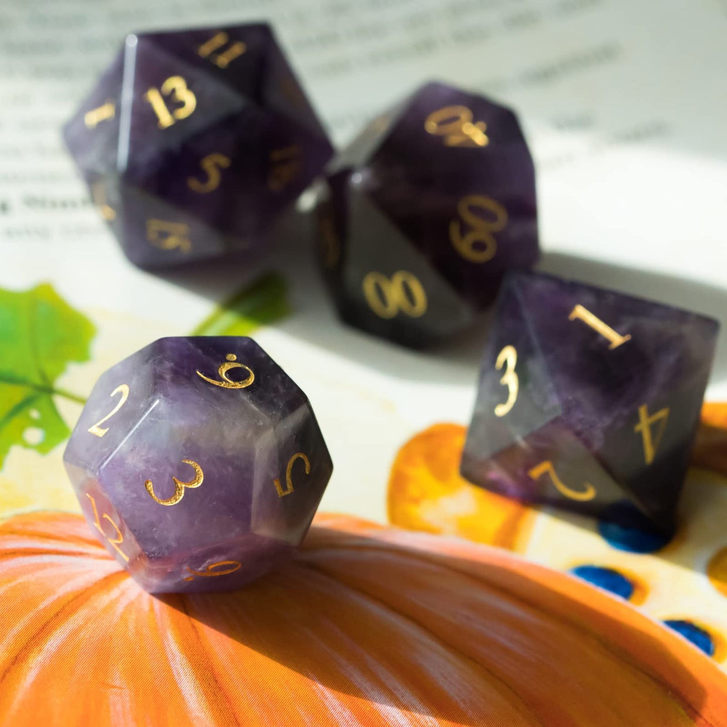 UDIXI Amethyst Gemstone Dice Set D&D, Crystal Stone DND Dice with Gift Case for Role Playing Games Tabletop Games