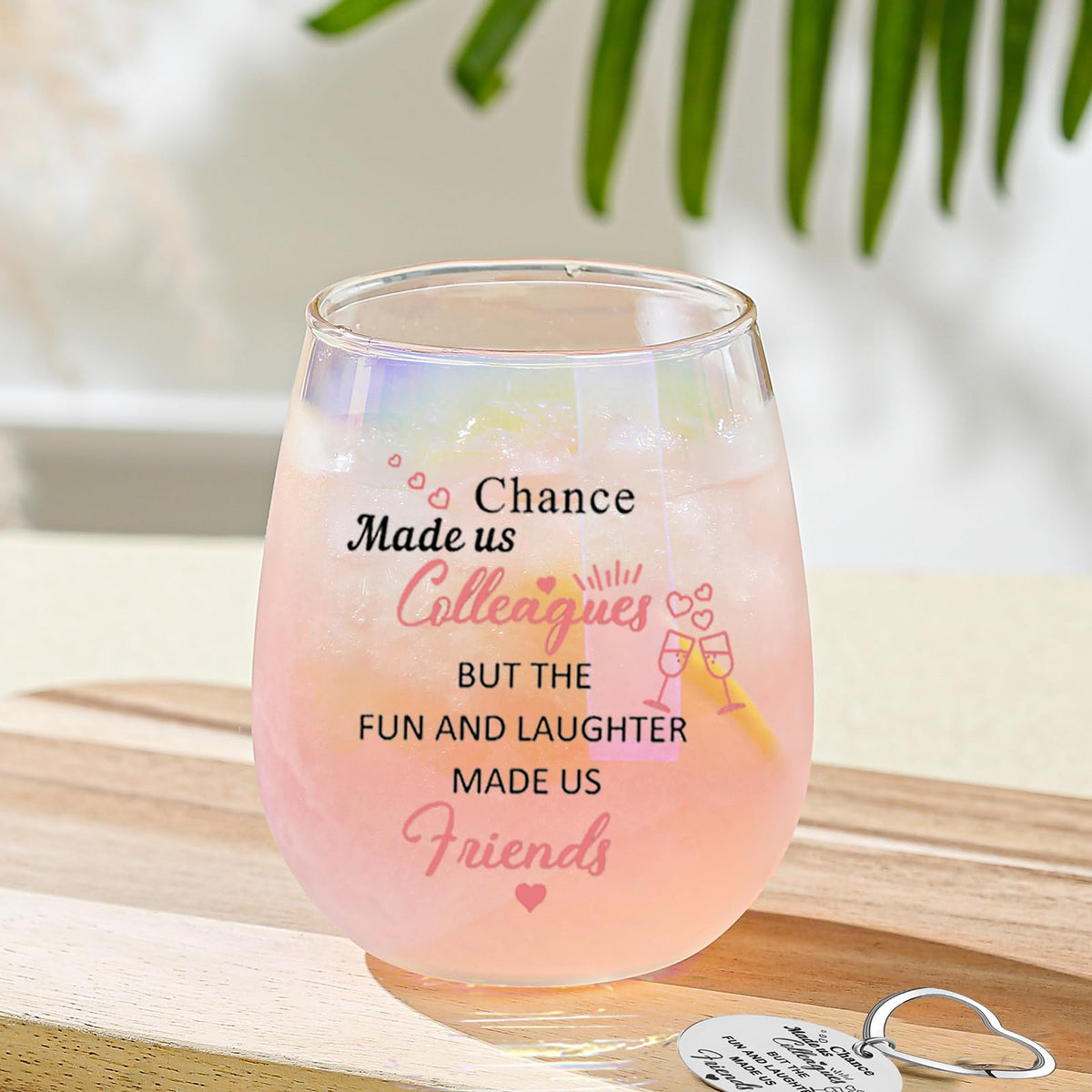 Yalucky Colleagues Iridescent Stemless Wine Glass Chance Made Us Colleagues Leaving Gifts for Coworkers Women Friends Personalised Leaving Thank You Retirement Gifts For Women 480ml (Colleague)