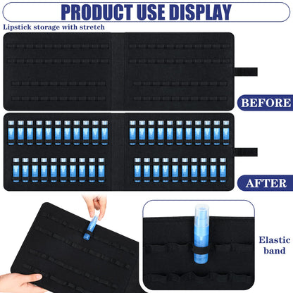 Eaasty 2 Pack Homeopathy Organizer Box Foldable Case Homeopathy Kit Storage Pouch Organizer Case Box Kit for 84 Tubes Home Travel Use, Black and Blue