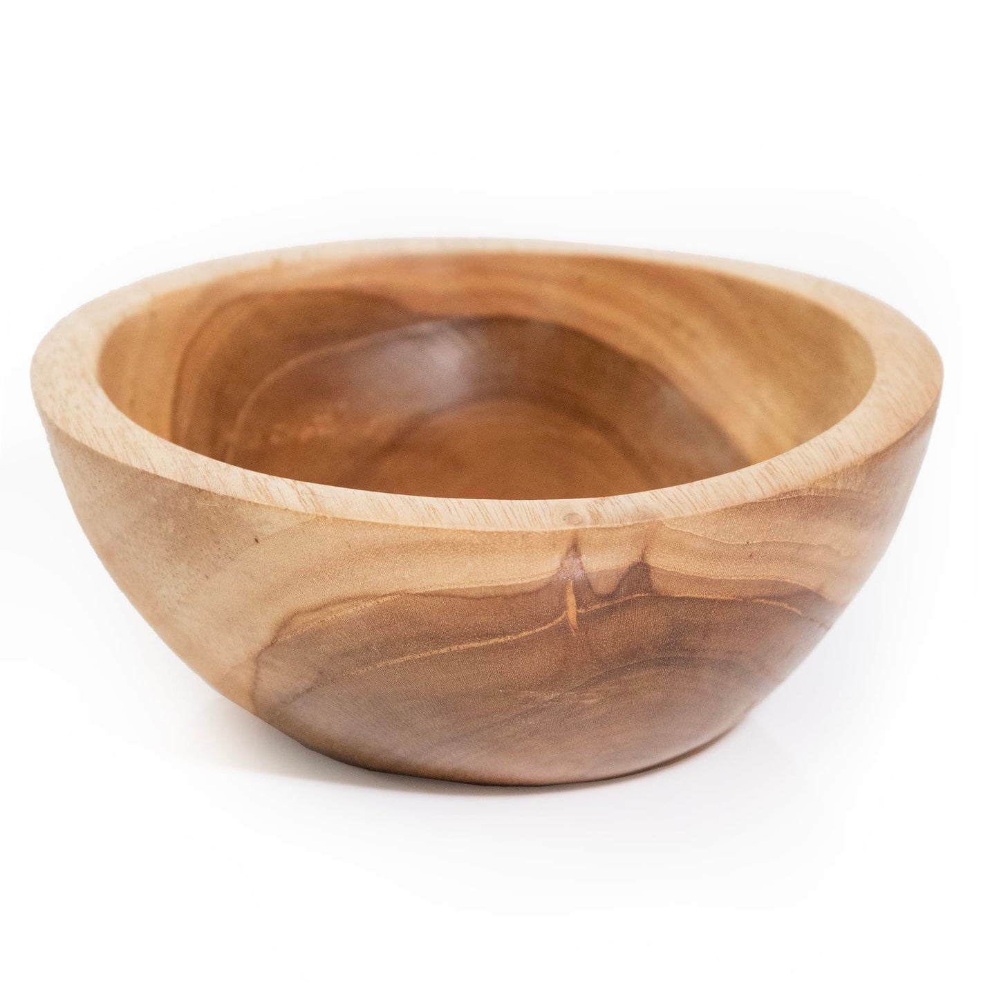 ANDALUCA Hand Carved Teak Wood Mini Decorative Round Small Bowl (6" Diameter)