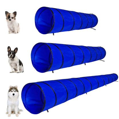 lionto Outdoor Tunnel Robust for Large and Small Dogs, 200 x 40 cm, Foldable Play Tunnel for Children with Pegs Made of Tear-Resistant Material, Stable Agility Tunnel with Practical Carry Bag, Blue