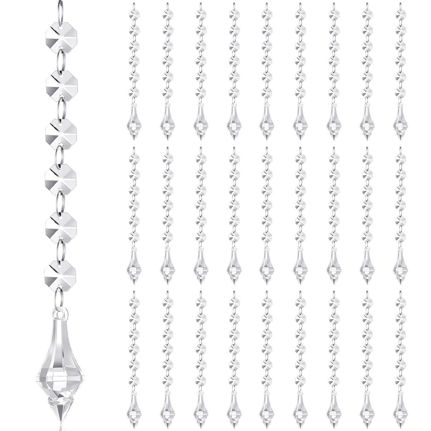 Nuenen 100 Pcs Acrylic Hanging Crystals for Centerpieces Chandelier Clear Crystal Garland Strands Ornament Acrylic Clear Beads Prisms Pendant for Christmas Tree Window Home Decoration(Lantern)