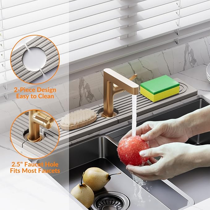 23.6 Inch Stone Faucet Mat for Kitchen Sink Splash Guard, Diatomite Sink