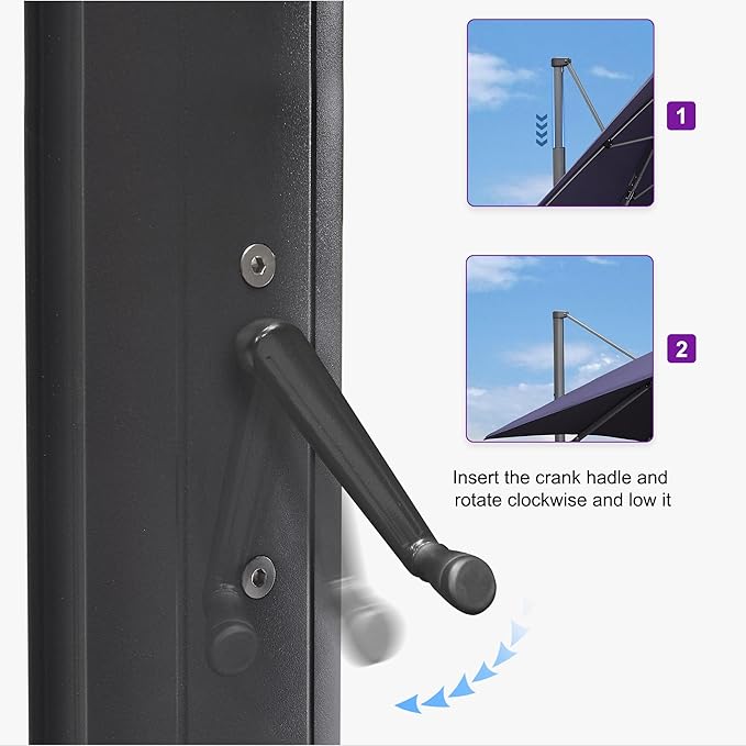 PURPLE LEAF 11.5' X 11.5' Telescopic Patio Umbrella with Base Included Lifting Cantilever Offset Square Large Umbrella for Pool Outdoor Patio Deck Garden Navy