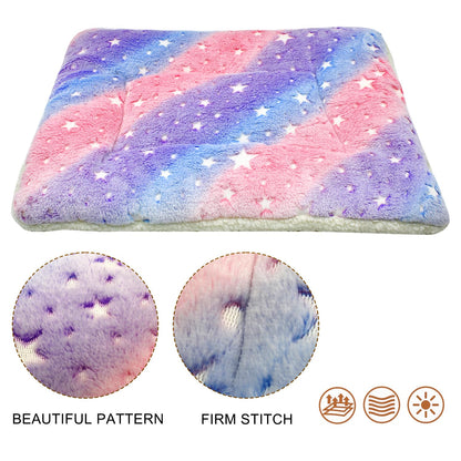 SM4BED Cat Dog Bed Mat & Blanket, Reversible Pets Crate Pad Bed Mat and Ultra Soft Warm Fleece Calming Blanket for Small Puppy Kitty, Washable