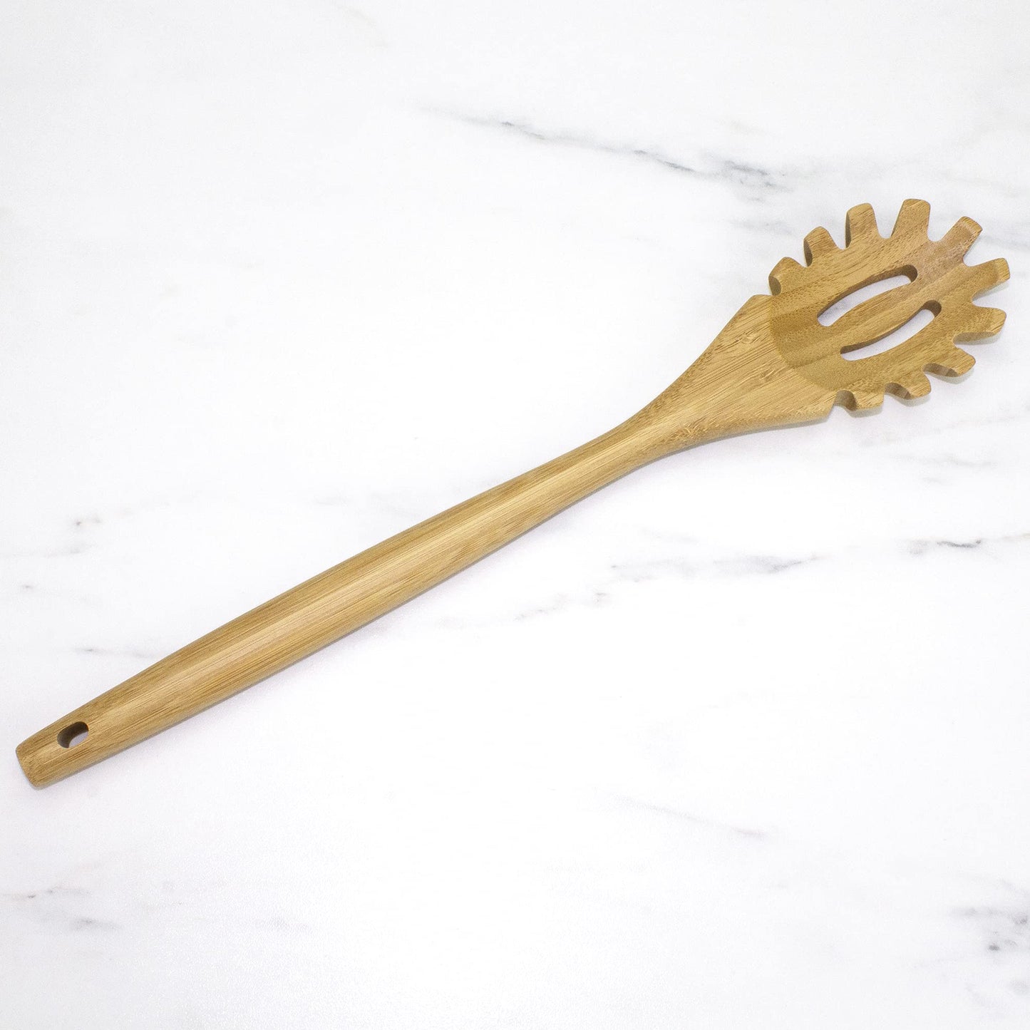 Totally Bamboo 14" Spaghetti Spoon – Natural Bamboo Pasta Server with Teeth | Eco-Friendly, Nonstick Safe, Durable Kitchen Utensil