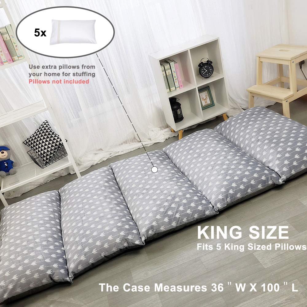 ICOPUCA Floor Lounger Pillow casing for boy Girl, Soft Minky Plush, Arrow Print, Cover/Sleeve/Casing ONLY! Perfect Reading and Watching TV Cushion - Excellent for Sleepovers, King Size;