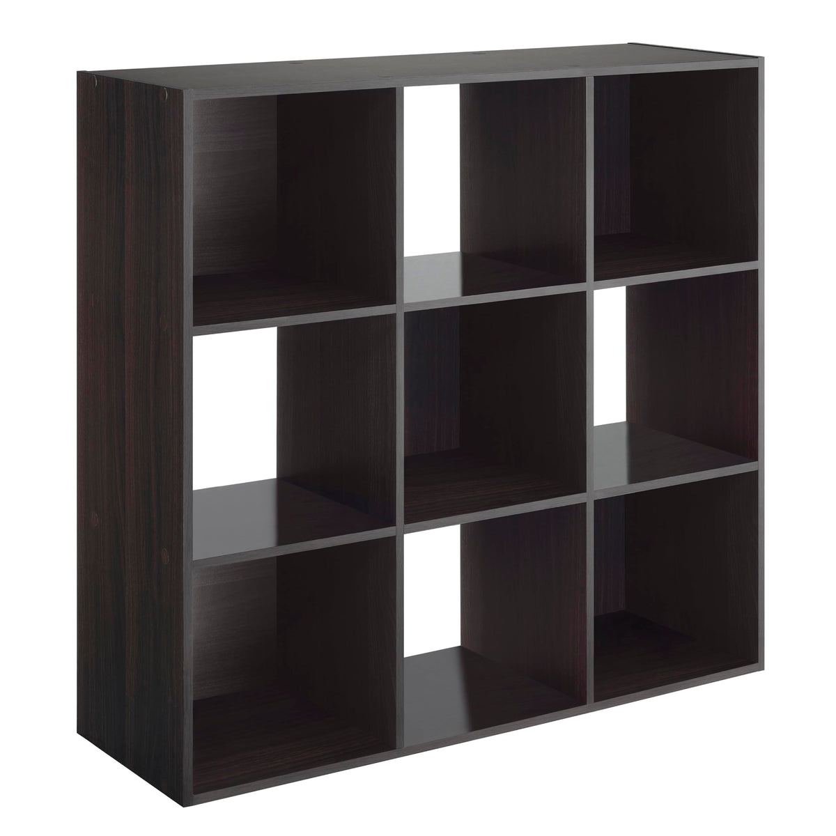 Whitmor 9 Cube Storage Organizer, 3 Tier Stackable MDF Wood Bookcase, Open Storage Display Bookshelf, Storage Cabinet for Living Room, Bedroom, Home, Office, 35.5" L x 11.7" W x 35.5" H, Espresso