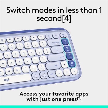 Logitech POP ICON Keys Wireless Bluetooth Keyboard, Comfortable Typing, Programmable Keys, Easy-Switch Between up to 3 Devices, for Laptop, Tablet, PC – Rose and Off-White