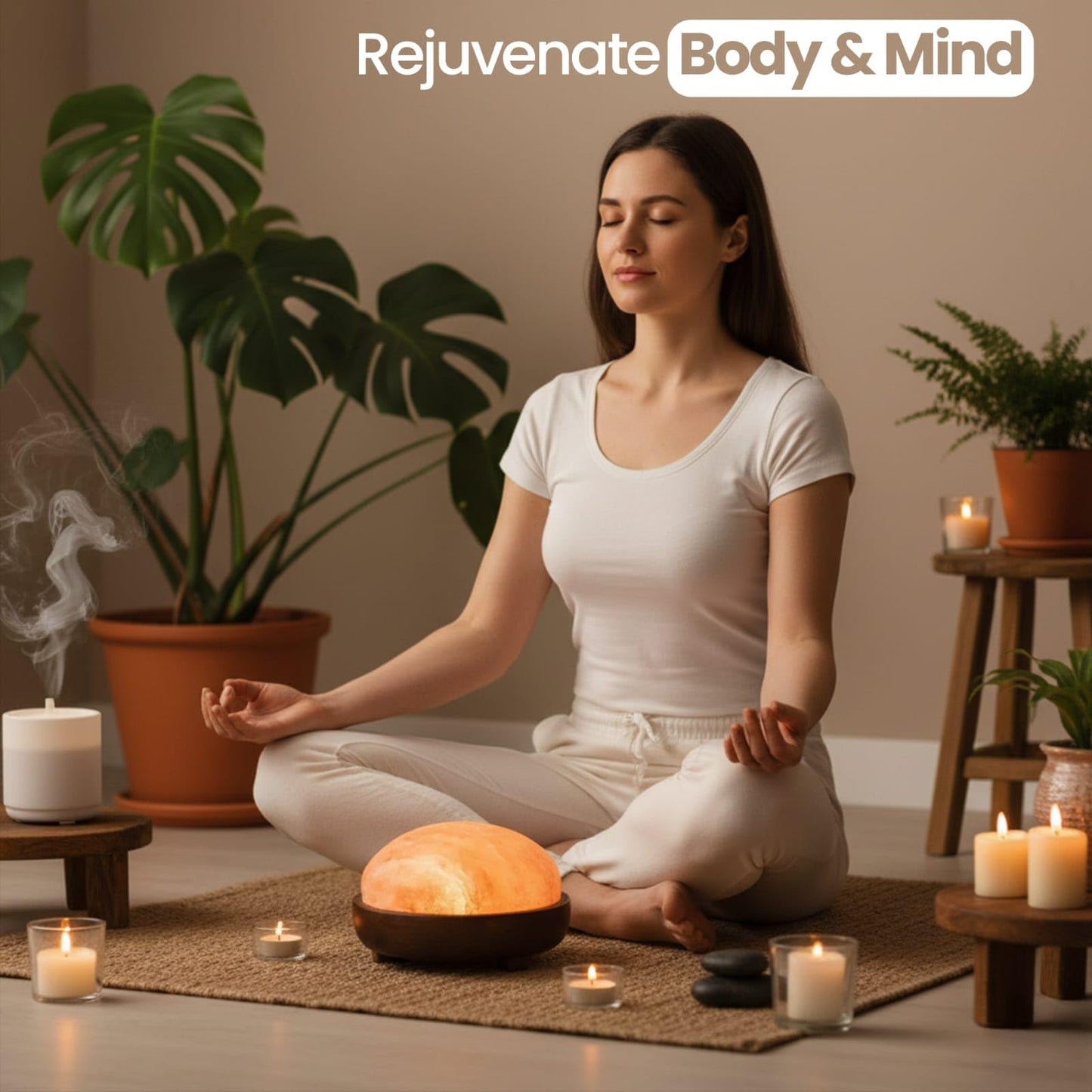 SAF Naturals Himalayan Natural Salt Lamp Dome Shape for Foot & Hand Relaxation, with Dimmer