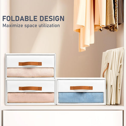 DIMJ Closet Organizers and Storage - Fabric Bins with Drawers for Closet Foldable Clothes Organizers with Clear Window, Stackable Storage Drawers Units for Bedroom, Living Room, 6-Pack, White