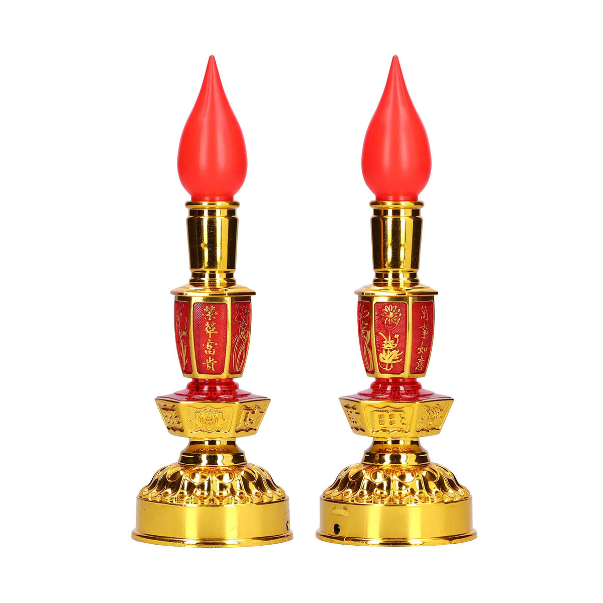 Buddhist Decor, Candle Lamp Chinese Style Traditional Retro for Office for Home for Meditation(Double Bright Electric Candle)