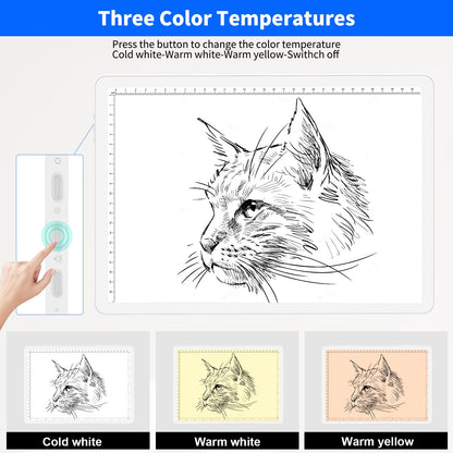 Elice Rechargeable A4 Light Pad with Carry Bag, Magnetic LED Light Board with Physical Button, Super Bright Diamond Art Light Pad, Ultra-Thin Light Box for Tracing, Weeding, Diamond Painting -White