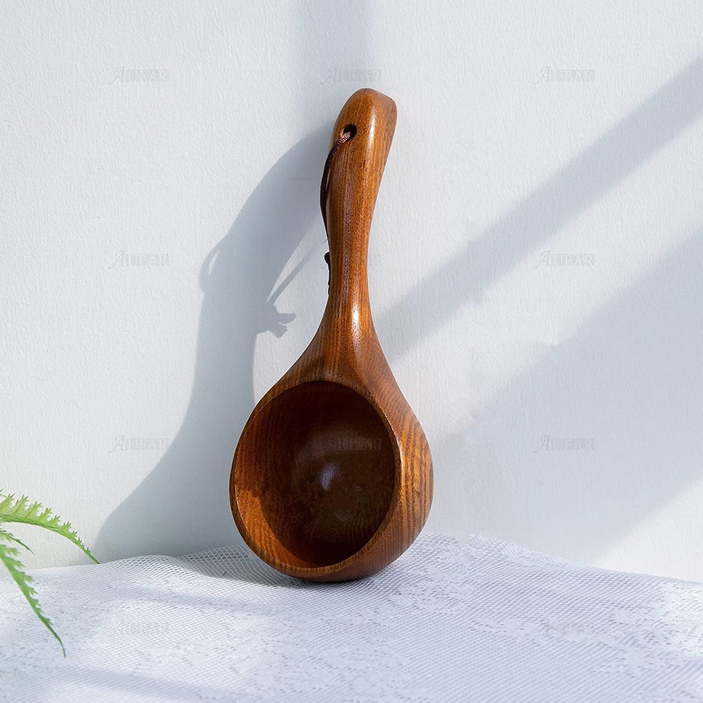 AUEAR, Wooden Ladle Spoon Porridge Large Bamboo Soup Kitchen Scoop for Tool (Natural)