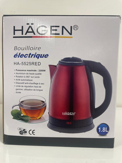 Hagen - Stainless Steel Electric Wireless Kettle 1.8L Hagen HA5525-RED Red