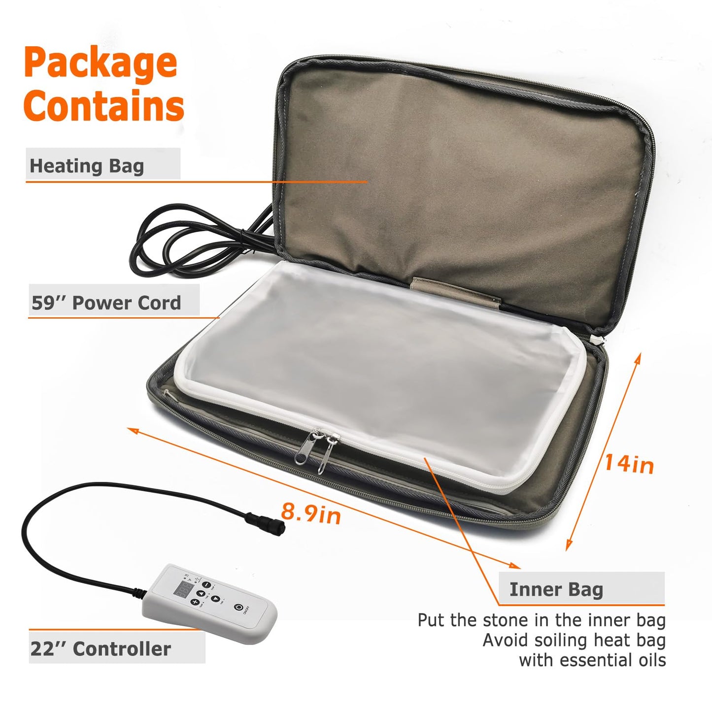 Goodtar Portable Hot Stone Massage Warmer - Digital Controller Rocks Heating Bag, Electric Massager and Heater for Home Spa Relax Muscles 110V (NO Stone) (Small Size)