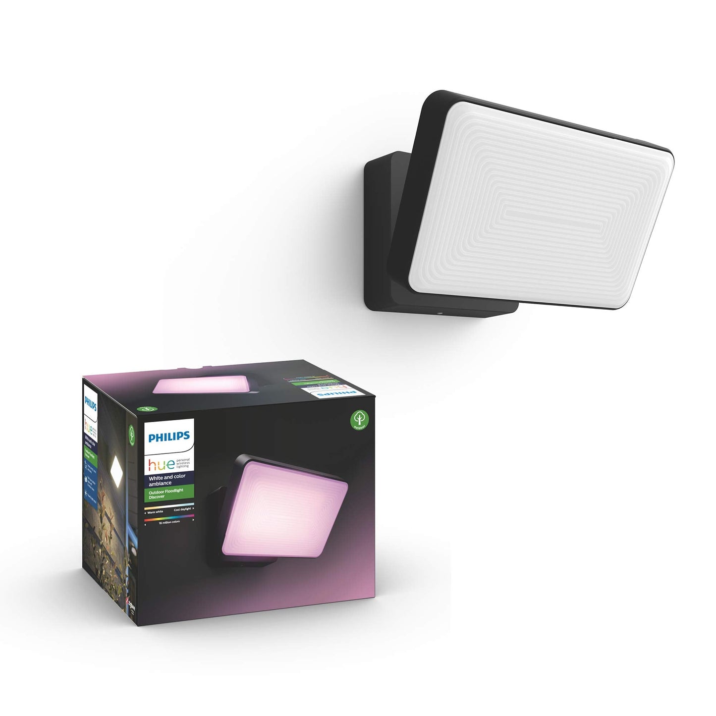 Philips Hue White & Colour Ambiance Discover Outdoor Floodlight, Smart Outdoor Lighting with App and Voice Command, Adjustable Garden Light