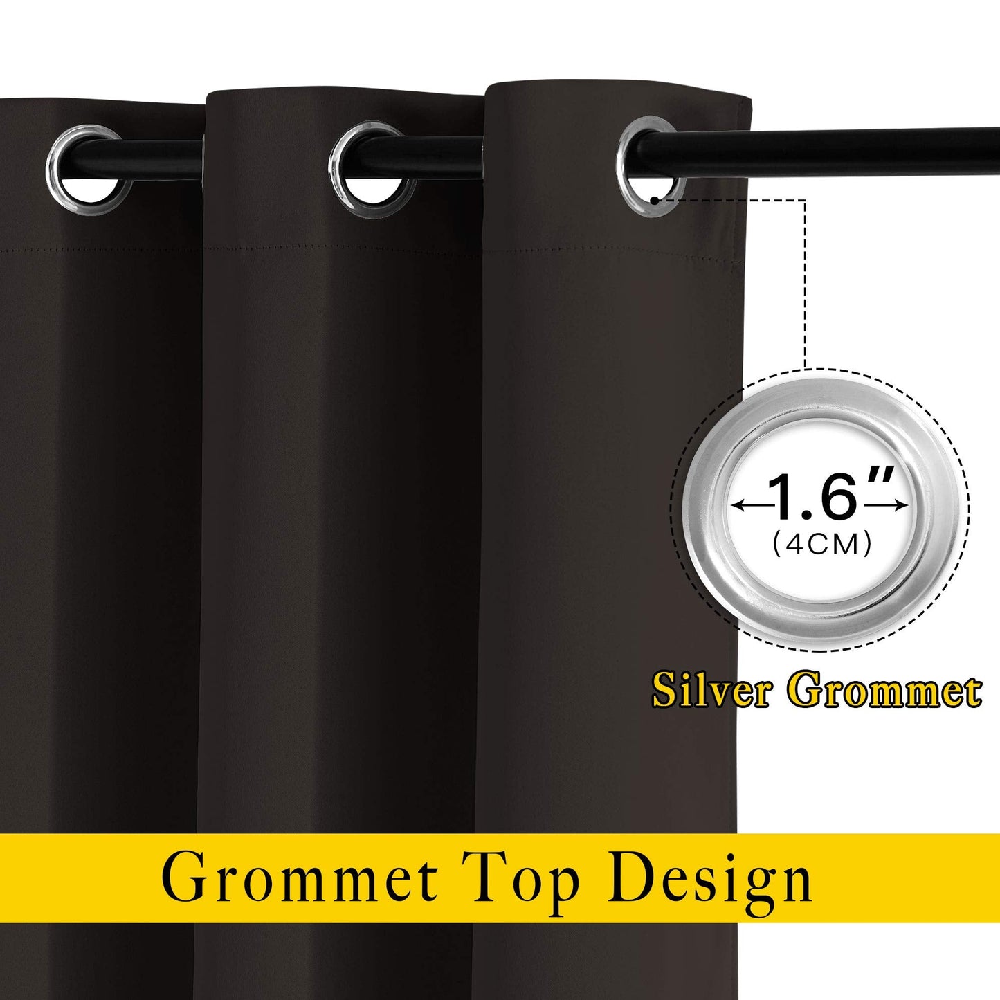 NICETOWN Bedroom Blackout Curtains and Drapes - Energy Smart Thermal Insulated Solid Grommet Blackout Draperies for Living Room (2 Panels, 52 inches x 84 inches, Toffee Brown)