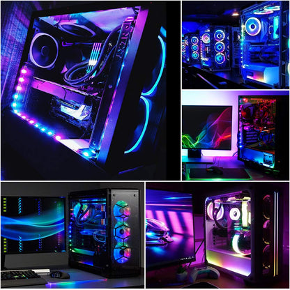 Speclux PC Addressable RGB LED Strip Lights Kit - Magnetic PC Case Lighting, 2PCS 42LEDs ARGB Strip for 5V 3pin RGB Header Motherboard Asus Aura, Asrock RGB Led, Gigabyte RGB Fusion, MSI Mystic Light