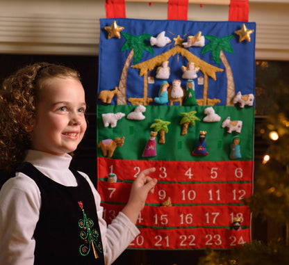 Nativity Fabric Advent Calendar by Vermont Christmas Company. Countdown to Christmas with Cute Manger Scene Calendar. Quality Fabric & Stitching. Use Year After Year.