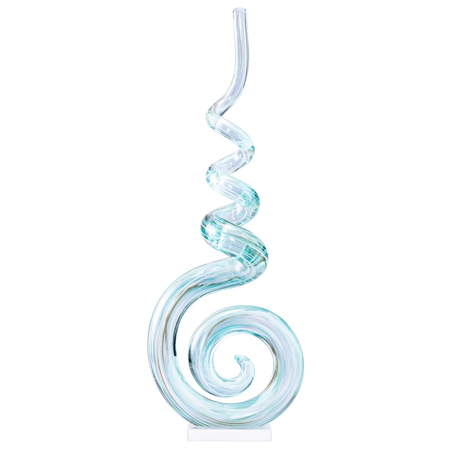 15" Tall Hand-Blown Murano-Style Glass Sculpture Statues Art Ornament Statue Figurines Home Decor Accent Piece Coastal Ocean Nautical Home Decor,Shelf,TV Stand,Tabletop Centerpieces,Wonderful Gift