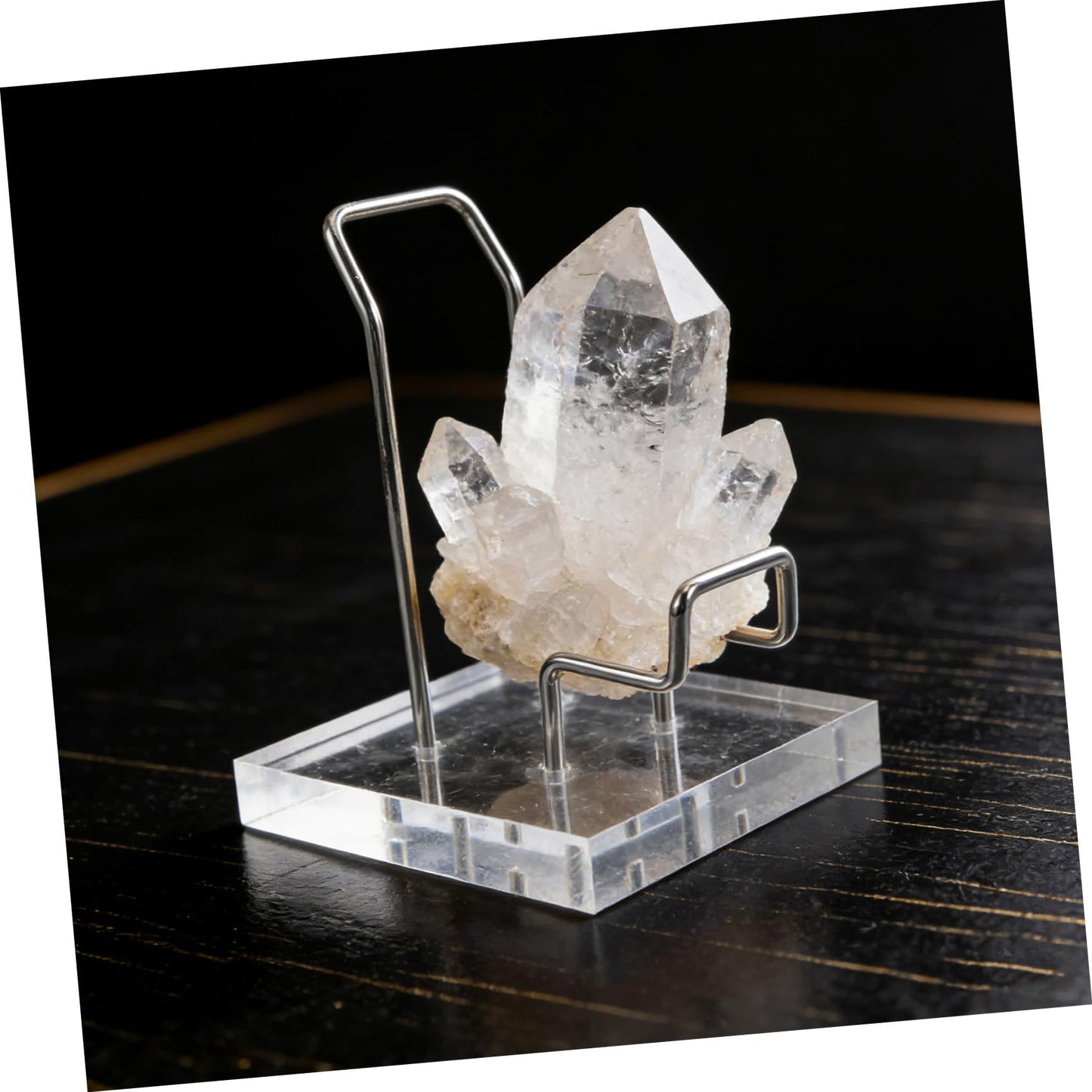 Sosoport Acrylic Crystal Mineral Display Shelf Large Acrylic Display Rack with Silver Iron Frame for Retail Store Office Party Decoration
