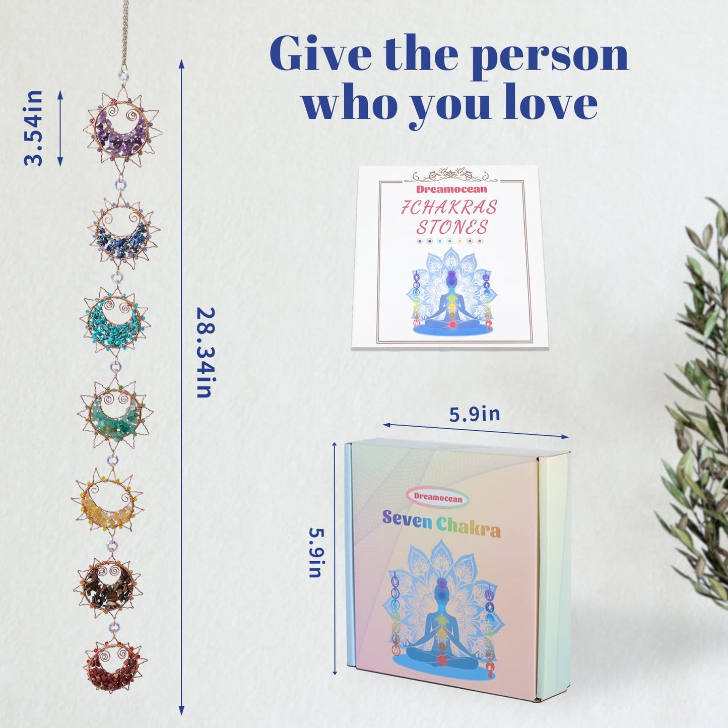 7 Chakra Healing Crystals Hanging Ornament，Handmade Sun Chakra Stones Natrual Gemstones Wall Hanging Ornaments for Home Decor Yoga Meditation (7 Chakra Sun)
