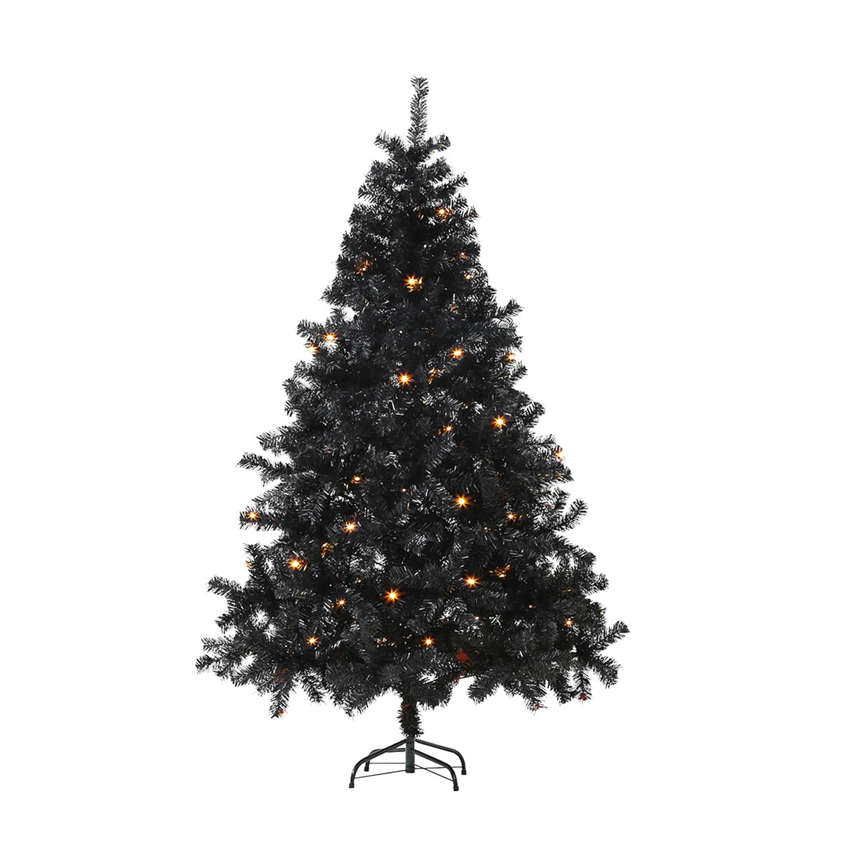 6Ft Artificial Christmas Tree with Metal Stand for Holiday Festival Parties Home Office Decor, 8 Modes 200 LED Warm White Lights Included