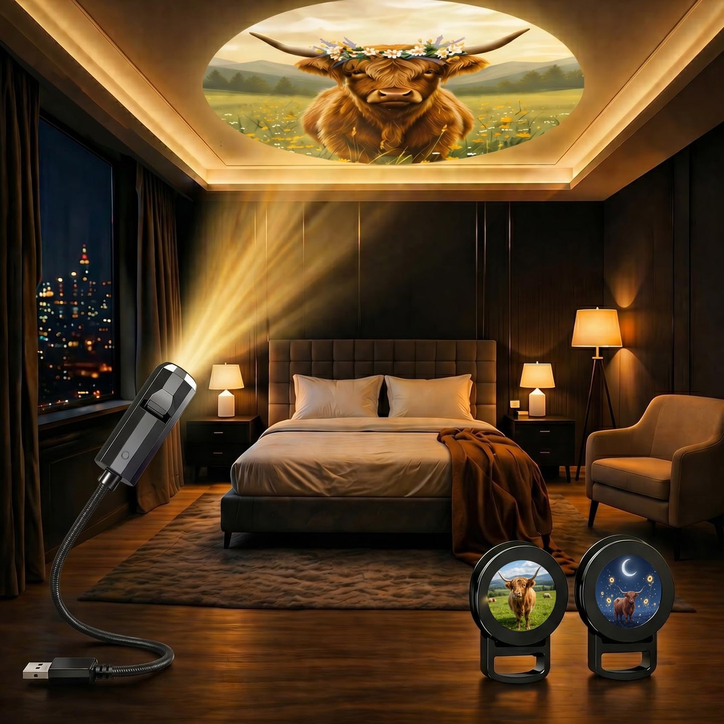 TnLnYn Tree of Life Projector Night Light 2-in-1 USB Mini LED Projection