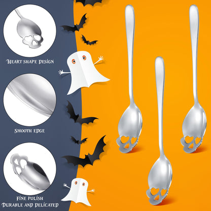 Skull Spoons Stainless Steel Coffee and Espresso Spoons for Tea, Milk, Sugar Stirring, Dessert, Cake (Mixed Color,5 Pieces)