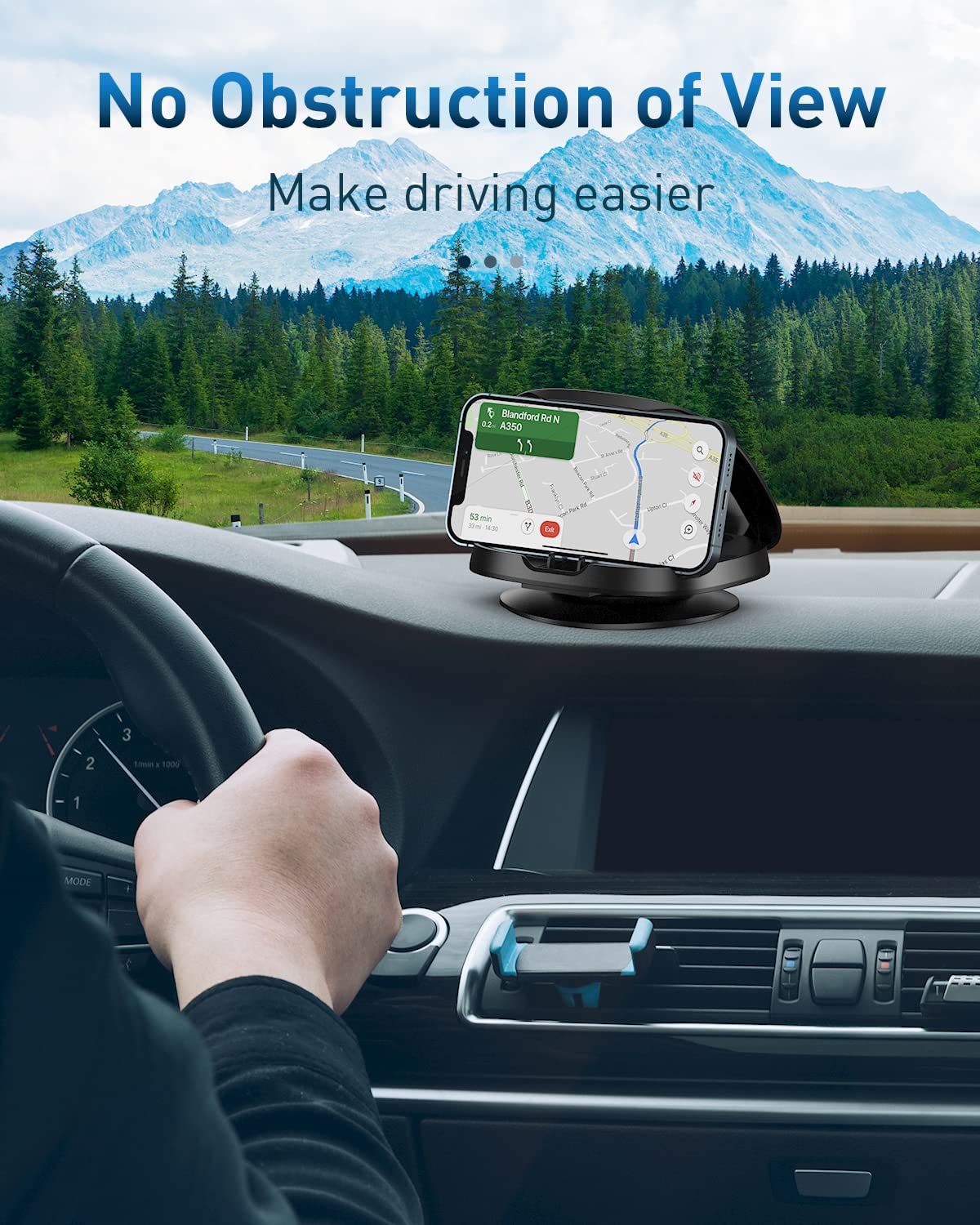 JOYEKY Car Phone Holder for Dashboard, 360° Rotatable Horizontal & Vertical Viewing Car Phone Mount，Washable Reusable Mobile Phone Holder, for iPhone Samsung Android Smartphones (Black)
