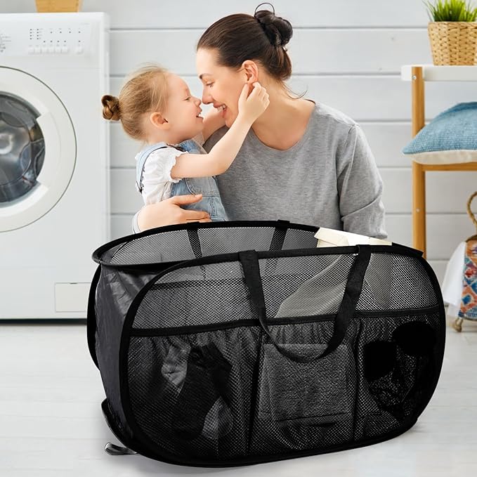 2 Pack Collapsible Laundry Baskets, Upgrade Pop Up Laundry Hamper