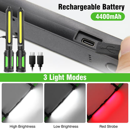 SYLSTAR Work Light for Mechanic, 2400LM LED, 4400mAh Rechargeable, Magnetic, Underhood Work Light with Hooks for Car Repairing/Inspection/Garage/Workshop/Emergency