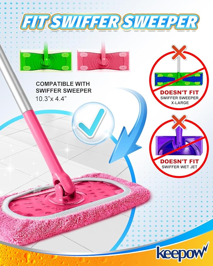 Keepow 8 Pack Reusable Mop Pads Compatible