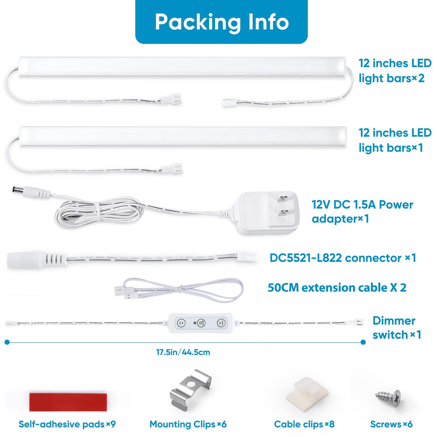 Litever Under Cabinet Lighting Set Plug in, 3 pcs 12 Inches LED Light Bars. Super Bright Dimmable Linkable for Kitchen Undercabinet Counter Top Shelf Pantry Closet Display Lighting. Warm White 3000K