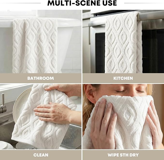 Artoid Mode 1 Pc White 3D Diamond Grid Jacquard Hand Towels