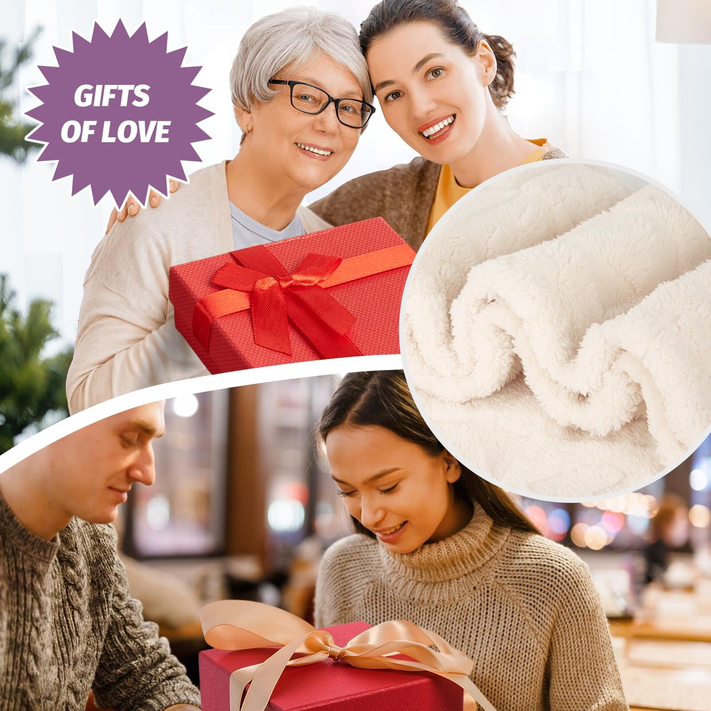 MACEVIA Heart Blanket Throws for Women, Love Blanket Heart Blankets for Her Wife Girlfriend Mom Super Soft & Warm Fuzzy Fleece Blanket for Couch Sofa Bed 280gsm (Beige, 50"X60")