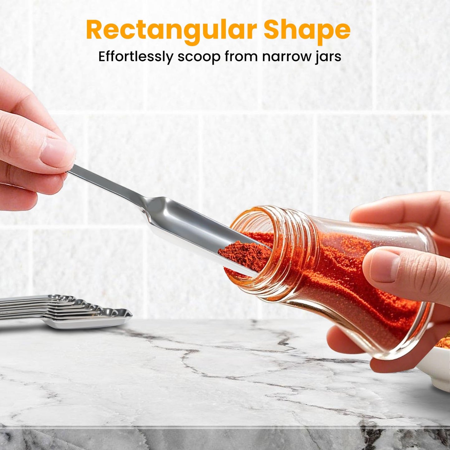 21 Pieces YUNNKEEY Measuring Cups and Spoons Set - Includes 7 Stainless Steel Measuring Cups, 8 Rectangular & 5 Mini Measuring Spoons with Leveler Fits Spice Jars, Ideal for Dry and Liquid Ingredients