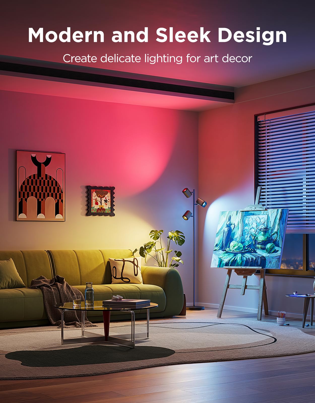 Govee Tree Floor Lamp Compatible with Matter, 3 Rotatable Lights with LuminBlend Technology, Standing Lamp with 64 Dynamic Scenes, Music Sync, Ideal Floor Lamp for Living Room, Bedroom, Office