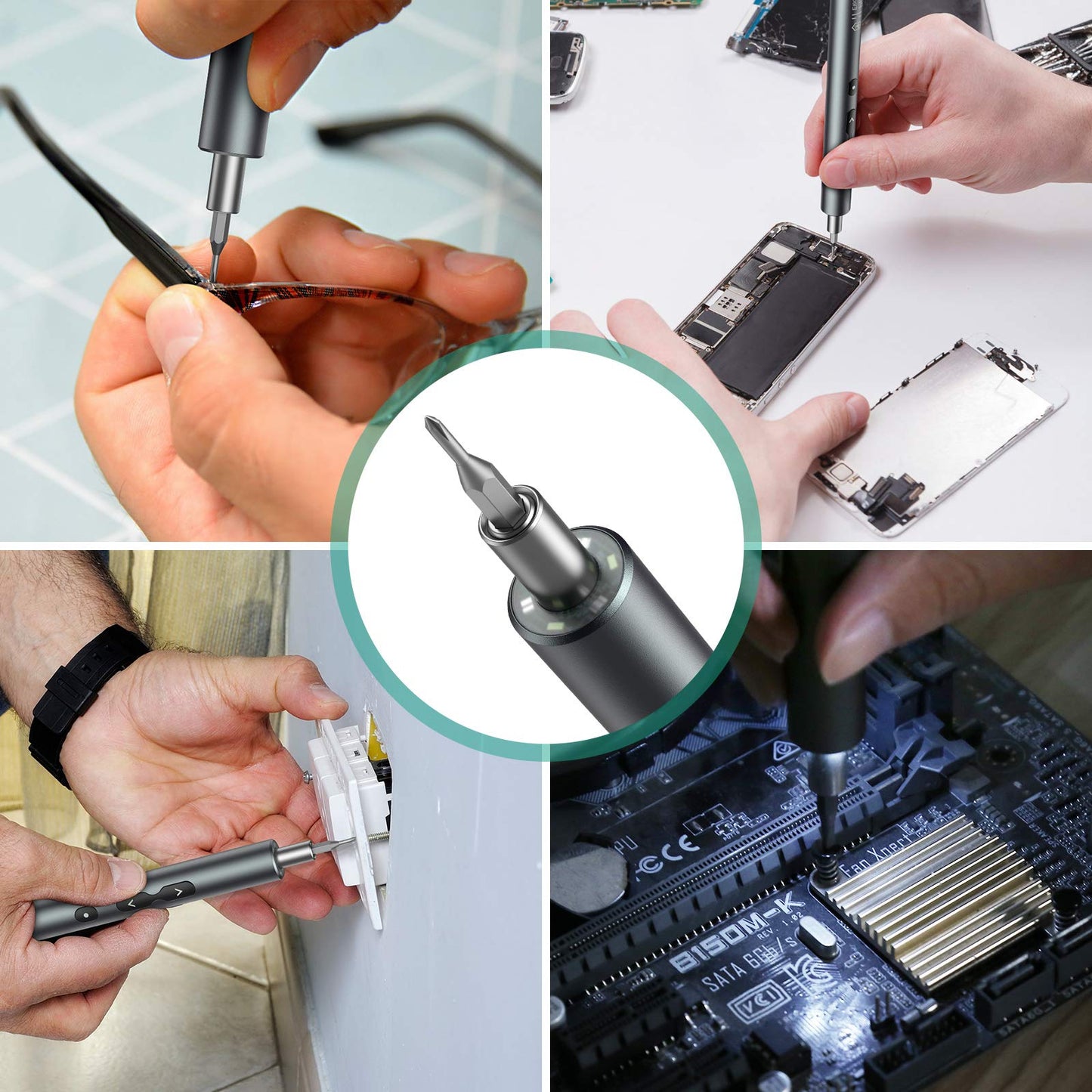 Mini Electric Screwdriver, ORIA Cordless Precision Screwdriver Set, 28 in 1 Rechargeable Portable Repair Tools Kit with 24 Bits, 3 LED Lights, Magnetizer for Phones, Watches, Toys, Computers, etc.