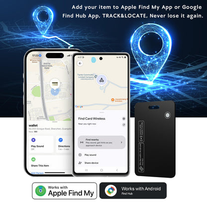 Tracker Card for iPhone & Android, Tracking Card with Apple Find My & Google's Find Hub, Rechargeable Slim Wallet Tracker Card for Wallet, Luggage, Keys,IP68 Waterproof