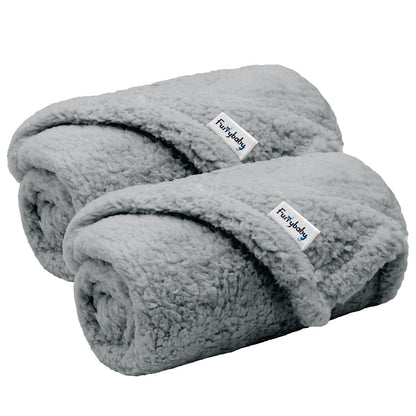 furrybaby 1 Pack 2 Puppy Blankets for Medium Dogs Super Soft Premium Sherpa Pet Calming Blankets for Cat Bed Couch Car and Indoor Washable Fleece Dog Blankets(32"x40", Grey&Grey)