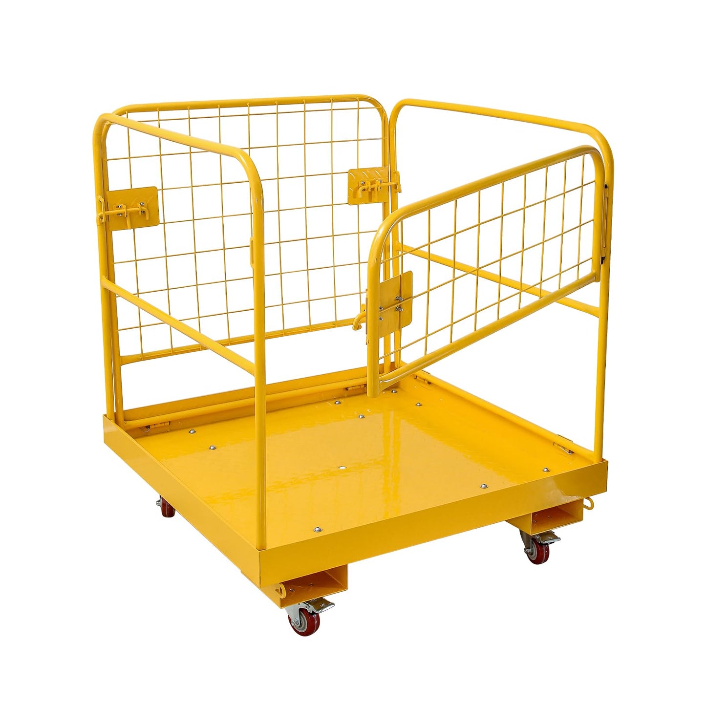 Migoda Forklift Safety Cage 36x36 Inches Heavy Duty Lift Basket with Wheels for Aerial Jobs, 1200LBS Capacity, Aerial Platform Collapsible - Perfect Forklift Work Platform