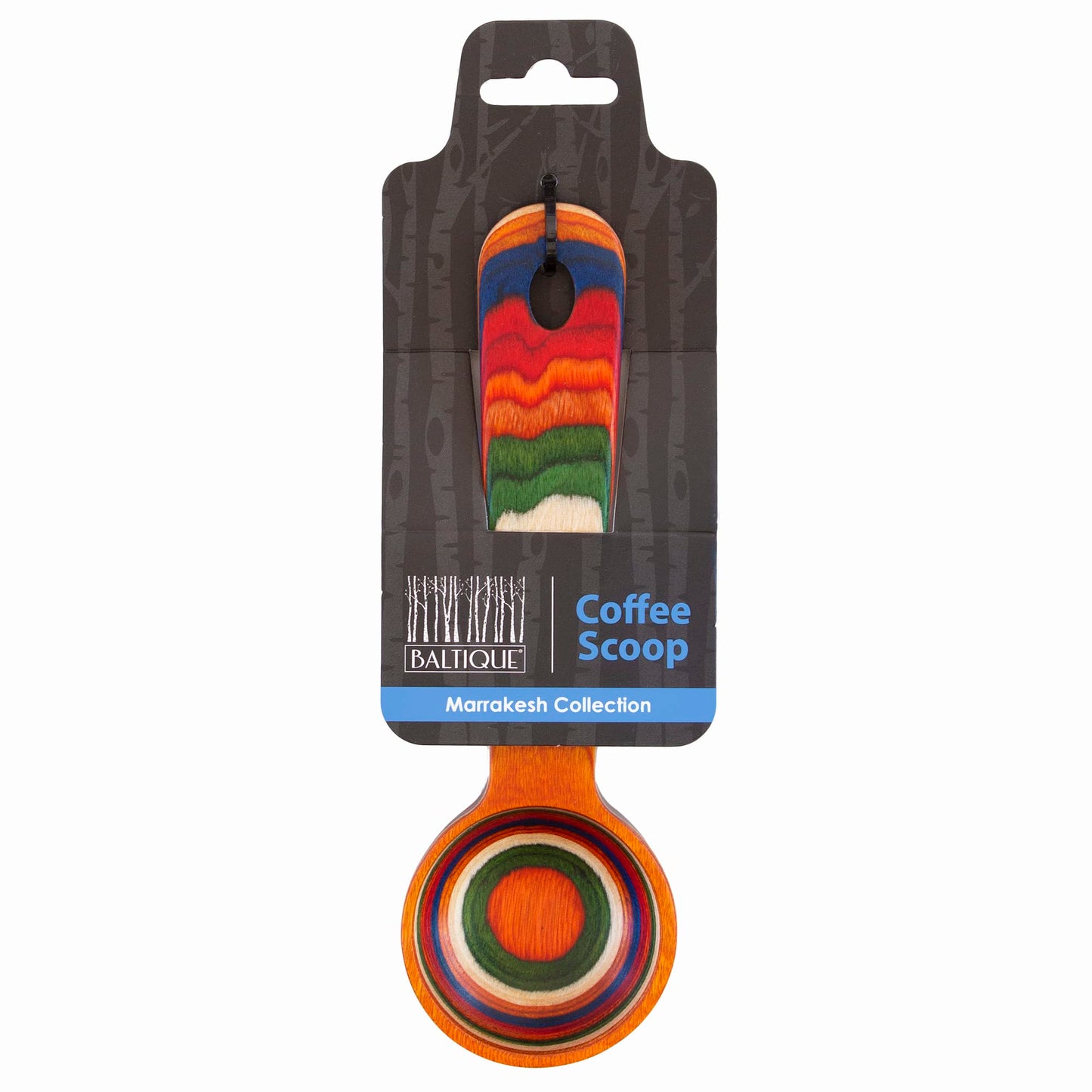 Baltique Marrakesh Collection Wooden Coffee Scoop – Colorful Birch Wood Reusable Scoop for Ground Coffee, Protein Powder & More