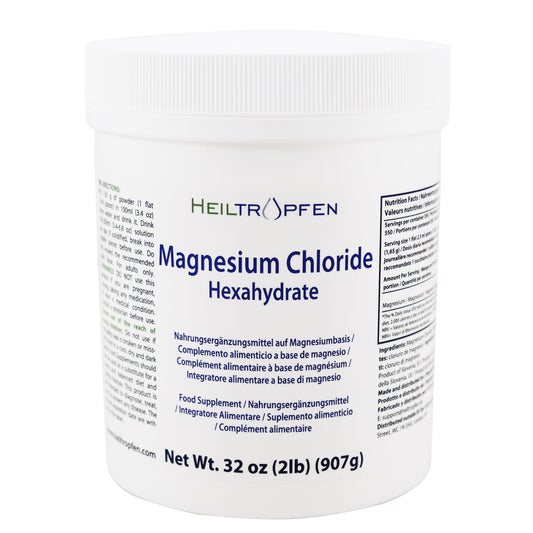 2 Pounds / 907 g Magnesium Chloride Powder | Hexahydrate | Pharmaceutical Grade Ingredients | Crystal Powder | Pure Ph. EUR., BP, USP, 100% - Muscle Pain Relief | Heiltropfen®