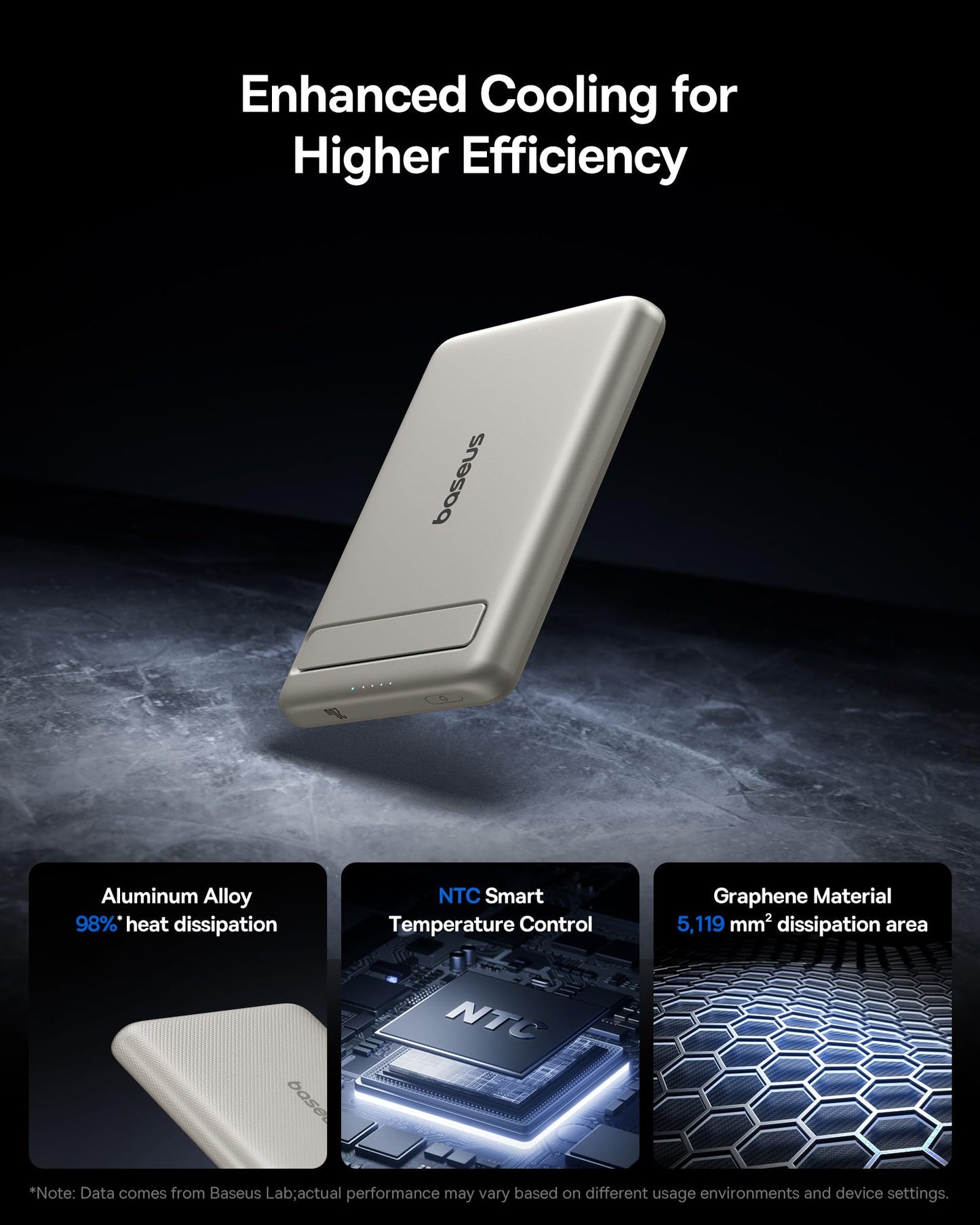 Baseus Picogo Power Bank, Smallest 5000mAh Magnetic Portable Charger with Stand, Qi2 Certified 15W Ultra-Mini MagSafe Battery Pack, Alloy Wireless Travel Fast Charger for iPhone 17/16 Series(Grey)