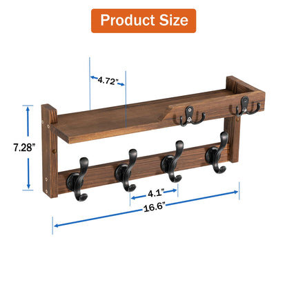dreampossible Coat Rack Wall Mount with Shelf, Coat Hanger Wall Mount with Key Hooks and Mail Holder, Wood Entryway Floating Shelf with Hooks and Storage, Hat Rack for Wall Key Holder Mail Organizer