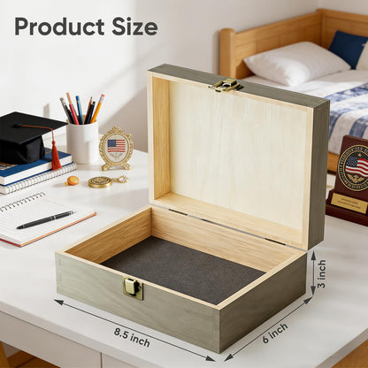 REMEIT Graduation Keepsake Box - Engraved Grad 2026 Wood Memory Box Congrats Grad Gift for Him Her, Perfect for Storing Graduation Memories & Mementos