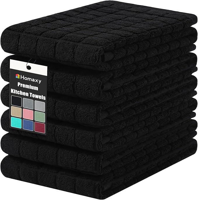 Homaxy Premium Cotton Kitchen Towels 16"x 28", Large Natural Ring Spun 390 GSM